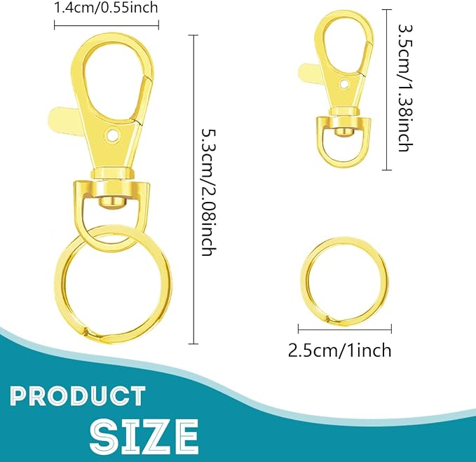 100 Pcs Keychain Hooks with Key Rings, Keychain Clip Hooks with Rings - Image 2