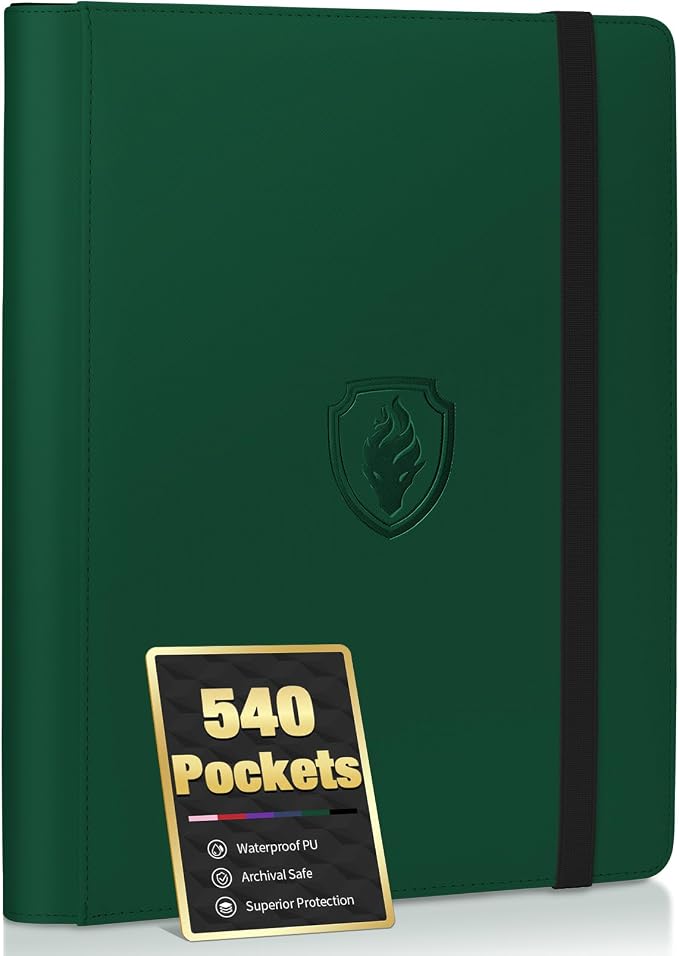 Premium 9 Pocket Card Binder for 540 Cards, Fabmaker PU Cover Trading Card by Fabmaker