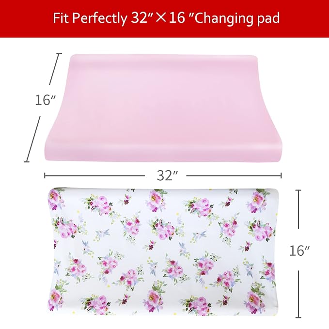 Changing Pad Cover for Girls 2 Pack, Lovely Print Soft Diaper Change Table - Image 5