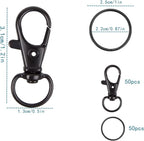 HXSEMAYIG Keychain Hooks with Key Rings, Metal Swivel Lobster Claw Clasps - Image 2