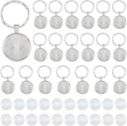 DICOSMETIC 20 Sets Keychain Making Kit 25mm/0.98" Round Trays Platinum Alloy by DICOSMETIC