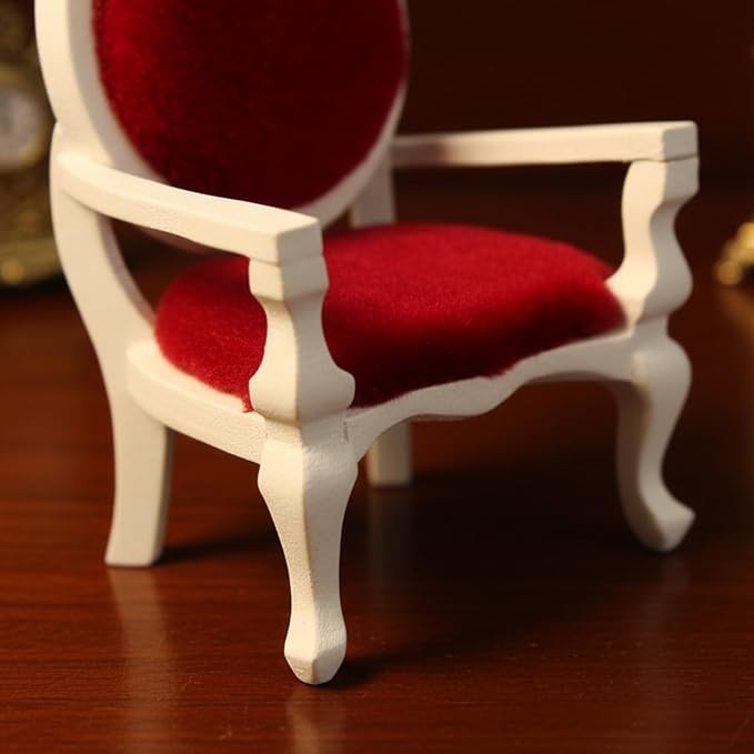 Dollhouse Chair 2PCS Miniature Furniture Retro Vintage Chair Wooden Accessories - Image 2