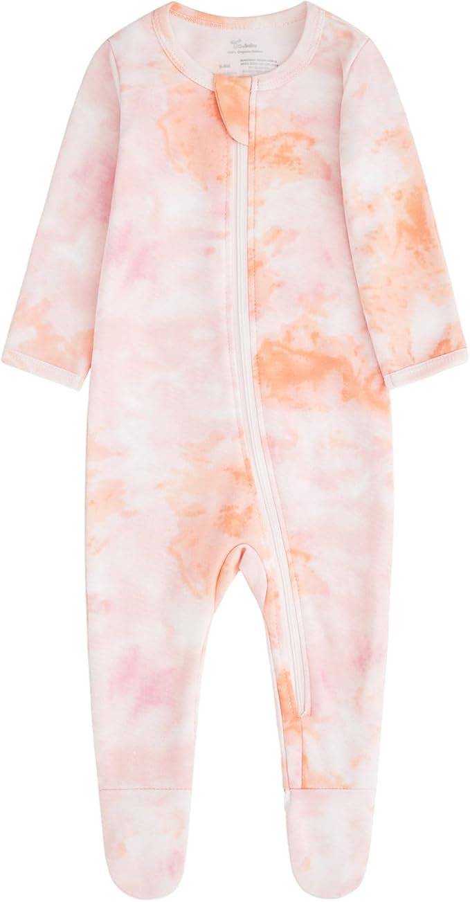 O2 BABY Baby Boys Girls Organic Cotton Zip-Front Sleeper Pajamas, Footed Sleep 'n Play