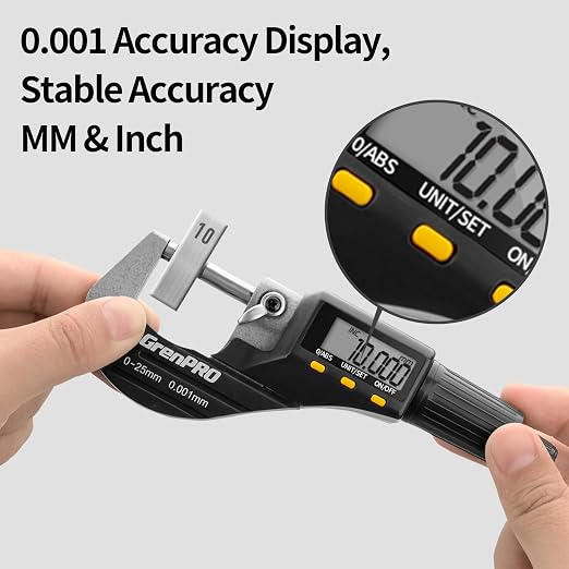 GRENPRO Digital Micrometer Measuring Tool, Professional Inch/Metric Precision - Image 4