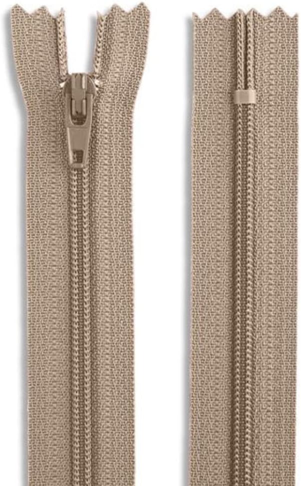 36 Inch Nylon Coil Zipper Light Beige Color, Non Separating Closed-End Sewing - Image 4
