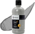 Artecho Grey Acrylic Paint 500ml / 17oz Large Bottle | Semi Glossy Finish by Artecho