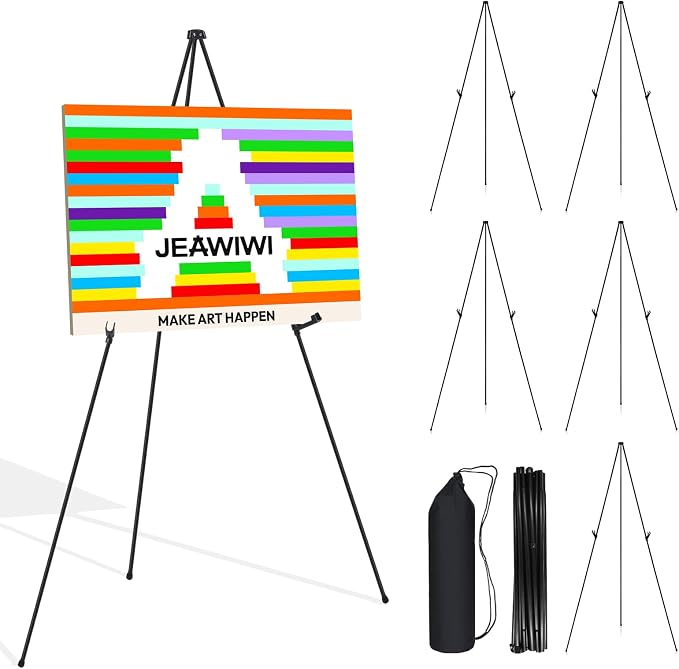 JEAWIWI 6PCS Black Easel Stand for Wedding Sign Stand, 66 Inch Adjustable Metal by JEAWIWI