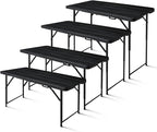 4ft Folding Table, Portable Fold-in-Half Adjustable Height Utility Table - Image 3