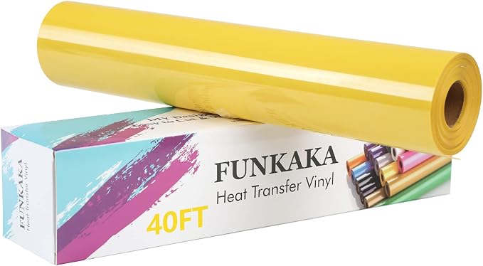 FUNKAKA Yellow Heat Transfer Vinyl Rolls, Adhesive Glossy HTV Vinyl by FUNKAKA
