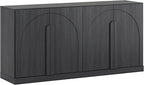 BELLEZE Bijou 64" Modern Buffet Sideboard, Mid-Century Arch Carved Wood Door - Image 9