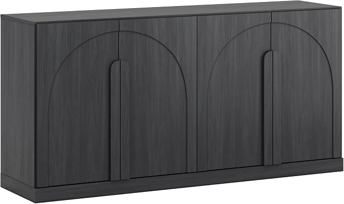 BELLEZE Bijou 64" Modern Buffet Sideboard, Mid-Century Arch Carved Wood Door - Image 9