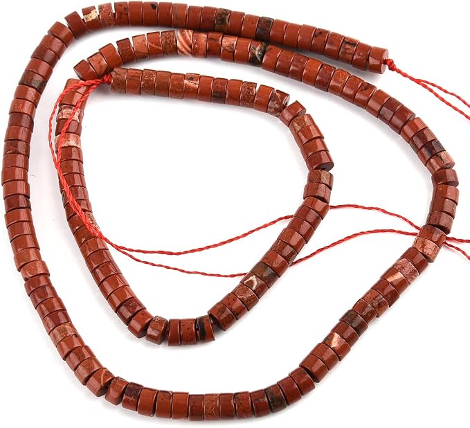 155pcs 4x2mm Natural Red Jasper Heishi Disc Rondelle Spacer Stone Semi Precious - Image 5