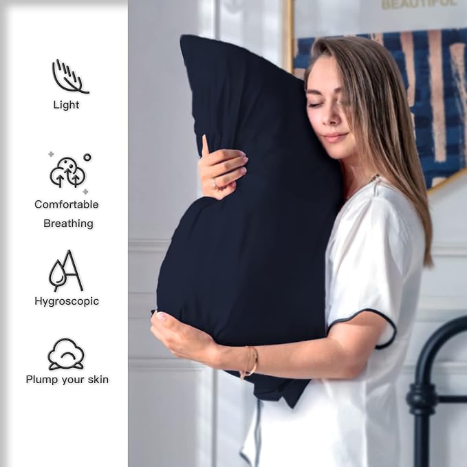 Silk Pillow Cases 2 Pack Soft Breathable and Sliky King Size Pillow Cases Set - Image 3