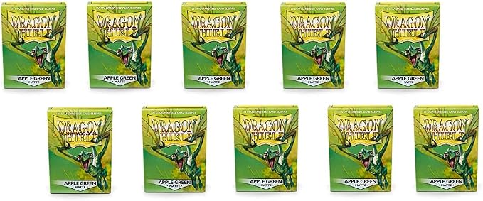10 Packs Dragon Shield Matte Apple Green Standard Size 100 ct Card Sleeves by DragonShield