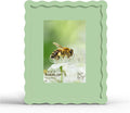 8x10 Picture Frame with Mat for 5x7, Wavy Edge Wooden Real Glass Photo Frame by THKRLOF