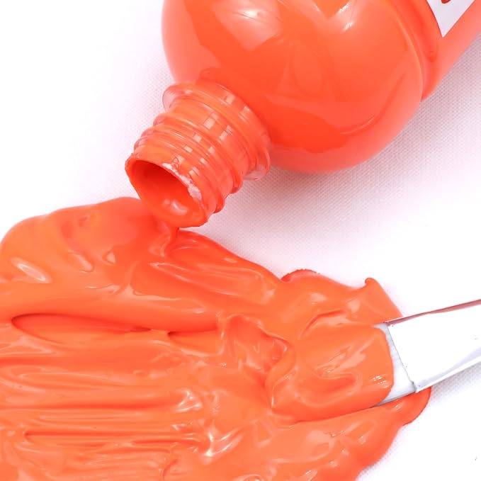 Artecho Orange Glow in the Dark Acrylic Paint 500ml / 17oz Large Bottle | Semi - Image 3