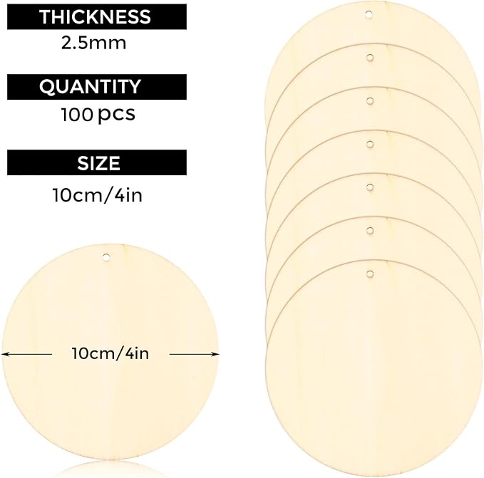 FSWCCK 100 PCS 4 Inch Wood Circles - Image 2