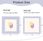 6x6 Picture Frame with Wavy Mat, Wooden Real Glass 6 x 6 Photo Frame - Image 2