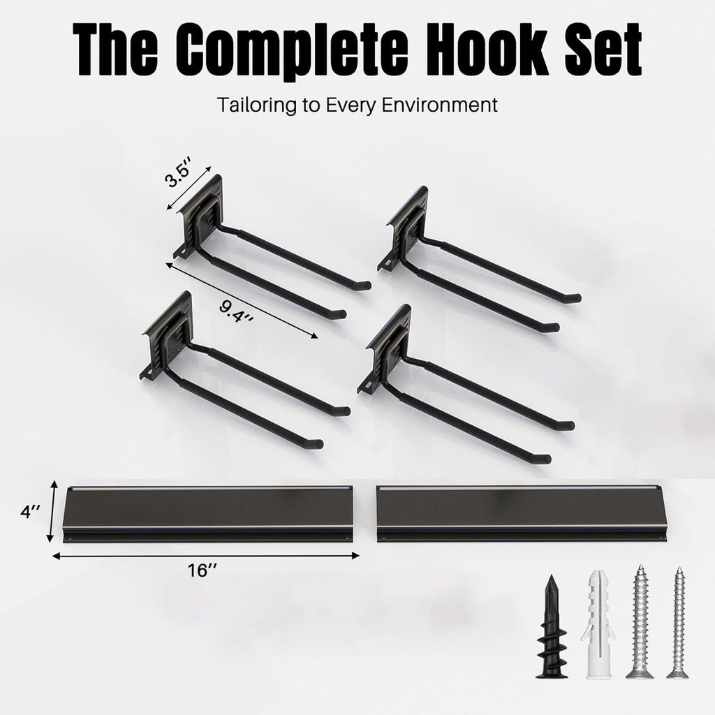 Garage Garden Tool Organizer Wall Mount, Heavy Duty Garage Tool Storage Rack 32 Inches, Max Load 220lb - Shovel, Rake, Folding Chair, Weed Eater Storage