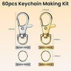 LEOBRO 60PCS Lobster Claw Clasps and Key Rings, Keychain Making kit, Keychains - Image 2