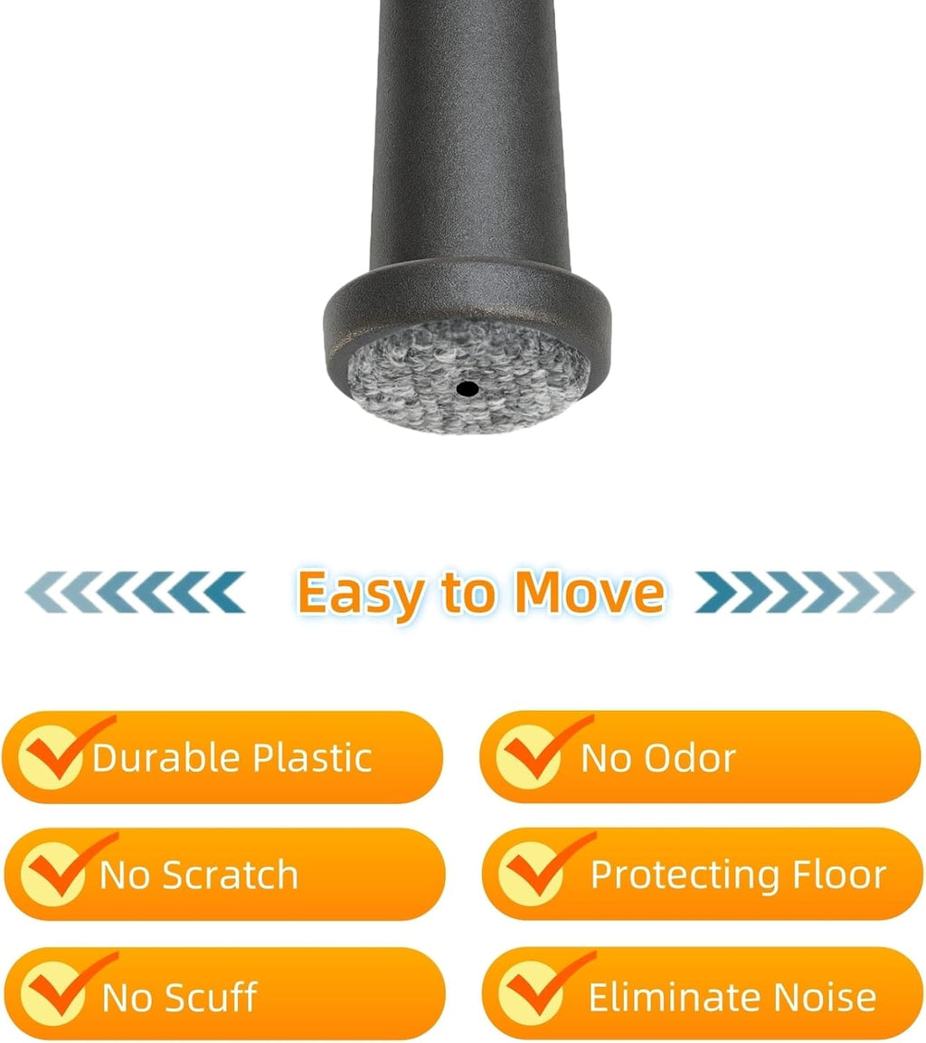 Wrought Iron Patio Furniture Feet Caps - Furnigear 1-1/2" Round Plastic Outdoor Chair Leg Caps, Floor Protectors Patio Furniture Replacement Rubber Feet with Heavy Duty Looped Felt (16 Pack, Black)