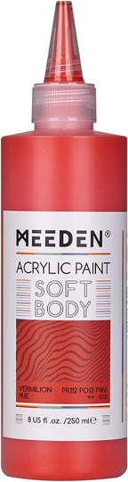 MEEDEN Soft Body Acrylic Paint: Vermilion Hue Matte Finish - 250ml/8.45oz Bulk by MEEDEN