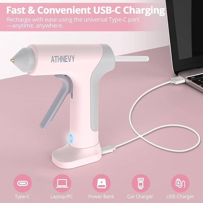 Cordless Hot Glue Gun, 4V 10s Fast Preheat, 2000mAh Battery - Image 5