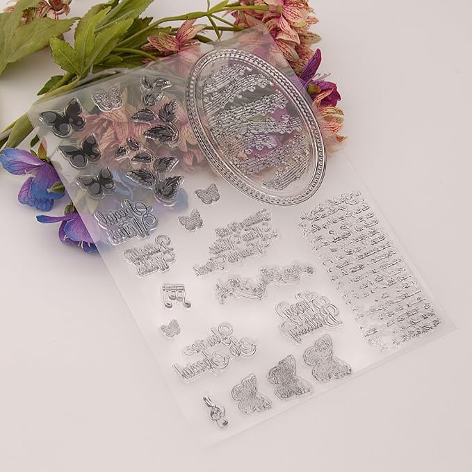 Vintage Words Music Background Clear Stamps Cards - Image 6