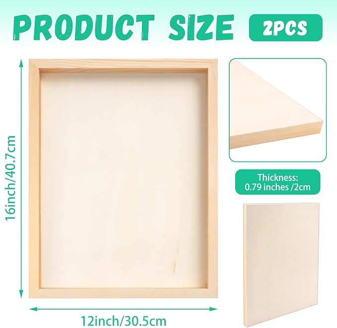 FSWCCK 2 Pack 12 x 16 inch Wood Panel Boards, Unfinished Wood Canvas Panels - Image 2