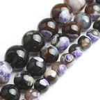 60pcs Round Loose Purple&Coffee Fire Agate Beads - Image 7