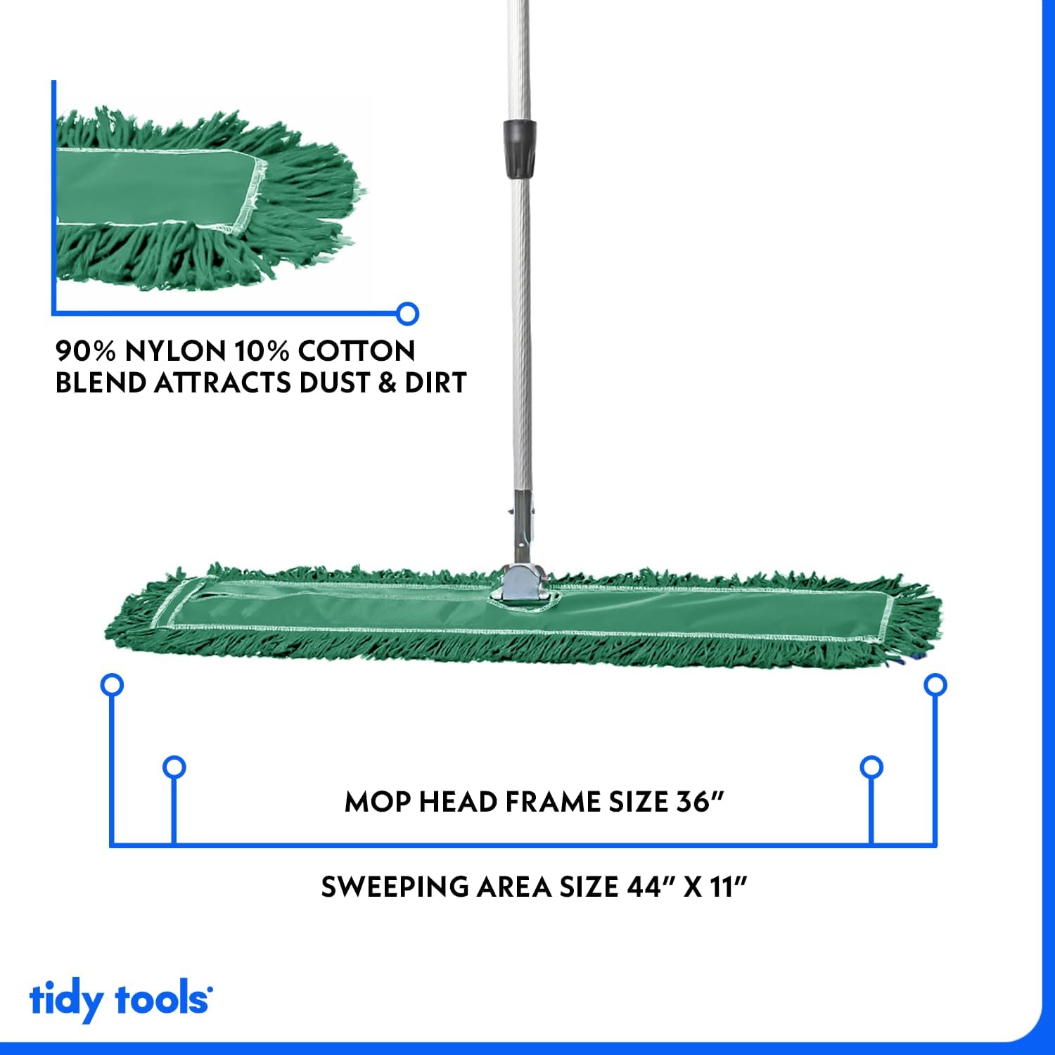 36 Inch Green Commercial Dust Mop & Floor Sweeper with Extendable Handle – Mop for Hardwood, Tile, and Concrete Floor Cleaning
