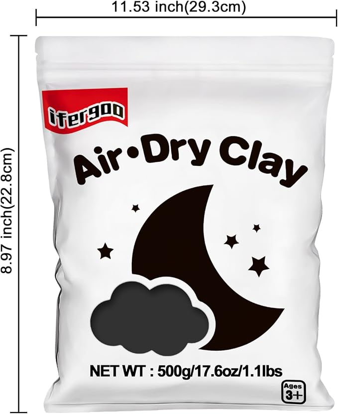 Ifergoo Black Foam Modeling Clay- Moldable Cosplay, Air Dry, Squishy Molding - Image 7