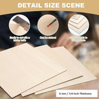 24 Pack Basswood Sheets for Crafts 12"x12"x1/4", 6mm Thick Plywood Sheets Board - Image 3
