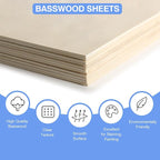 12 Pack Basswood Sheets for Crafts 12 x 18 x 1/8 in, 3mm Thick Unfinished - Image 3
