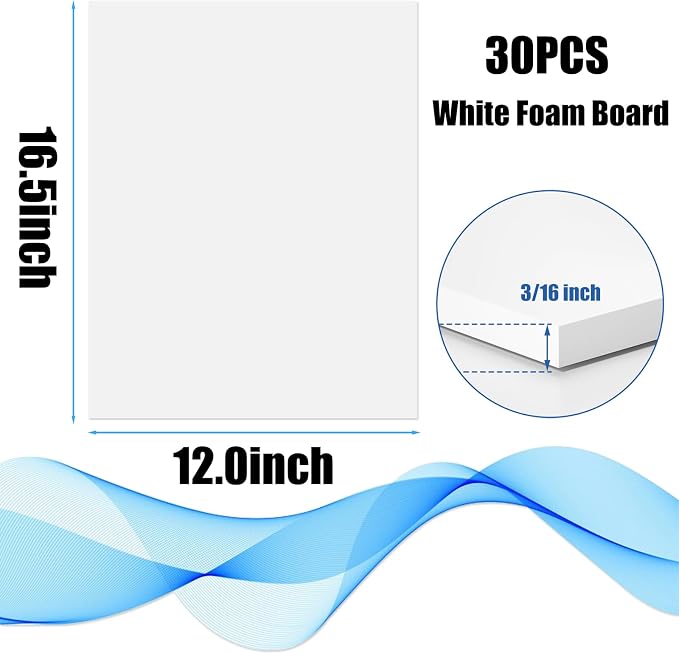 EPHECH 30Pack 12" x 16.5" White Foam Board - Image 2
