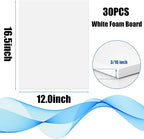 EPHECH 30Pack 12" x 16.5" White Foam Board - Image 2
