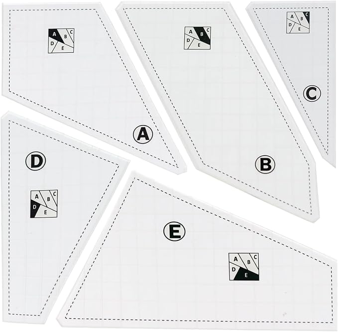5 Pcs Quilting Rulers and Templates Plexiglass by Naturahand
