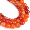 45pcs Smooth Natural Orange Agate Beads，8mm Dragon Vein Gemstone Round Loose by Yochus