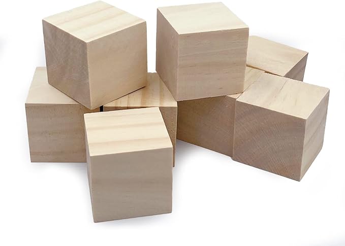 Wood Blocks for Crafts, Unfinished Wood Cubes, 2 Inch Natural Wooden Blocks - Image 3