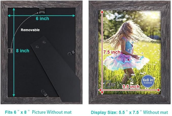 RPJC 6x8 inch Picture Frame Made of Solid Wood and High Definition Glass - Image 4