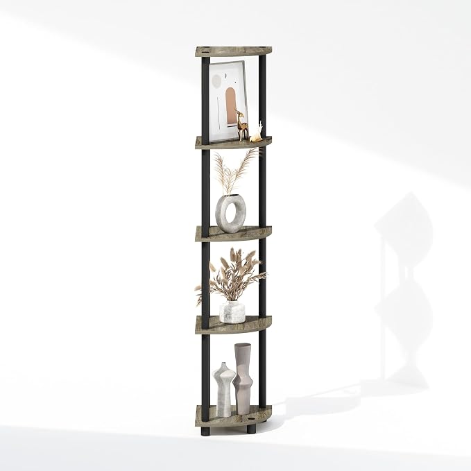 Furinno Turn-N-Tube Storage Shelves, 5-Tier Book Shelf, Corner Shelf, Toolless - Image 7