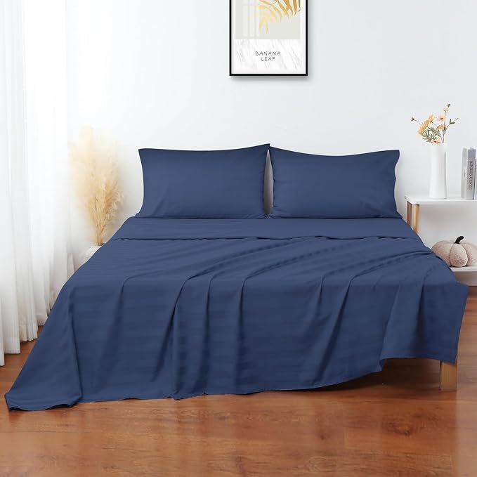 Flat Sheet Only Full Size, 400 TC 100% Egyptian Cotton Flat Sheet Striped - Image 2