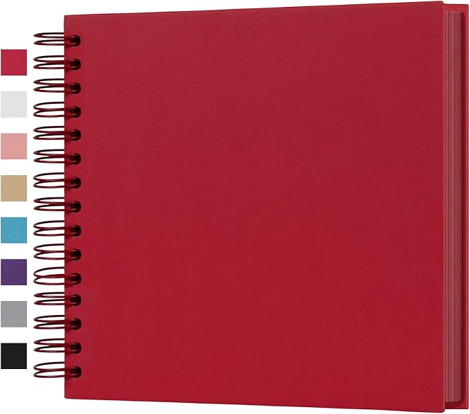potricher 8 x 8 Inch DIY Scrapbook Photo Album 80 Pages Thick Kraft Blank Red by potricher