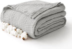 100% Cotton Muslin Blanket Twin 66" x 90", Breathable and Lightweight Cotton by Kozyhvn