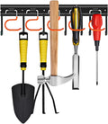 17'' All Metal Garden Tool Organizer Adjustable Garage Tool Organizer Wall Mount Garage Organizers and Storage with Heavy Duty Hooks Tool Hangers for Garage Wall, Shed, Garden