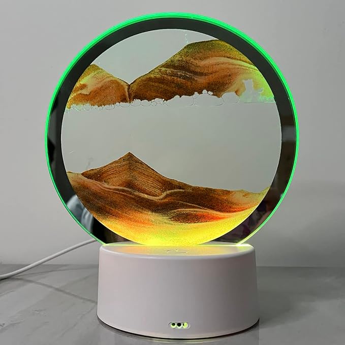 rysnwsu Moving Sand Art Picture Round Glass 3D Deep Sea Sandscape in Motion by rysnwsu