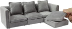 iLAND Dollhouse Furniture Sectional Dollhouse Couch Set Light Grey Velvet Sofa - Image 8