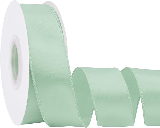 Sage Green 1.5 Inch 25 Yards Satin Wired Ribbon by Simplegoal