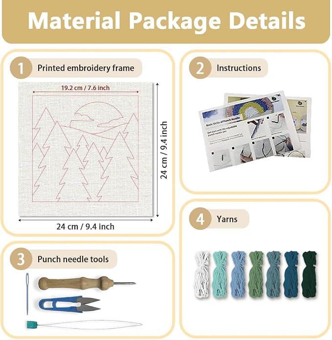 Doodlream Pine Tree Forest DIY Punch Needle Embroidery Kit - Image 2