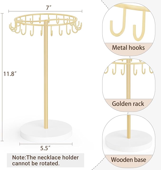 Mkono Necklace Holder Metal Jewelry Display Stand Necklace Organizer - Image 6